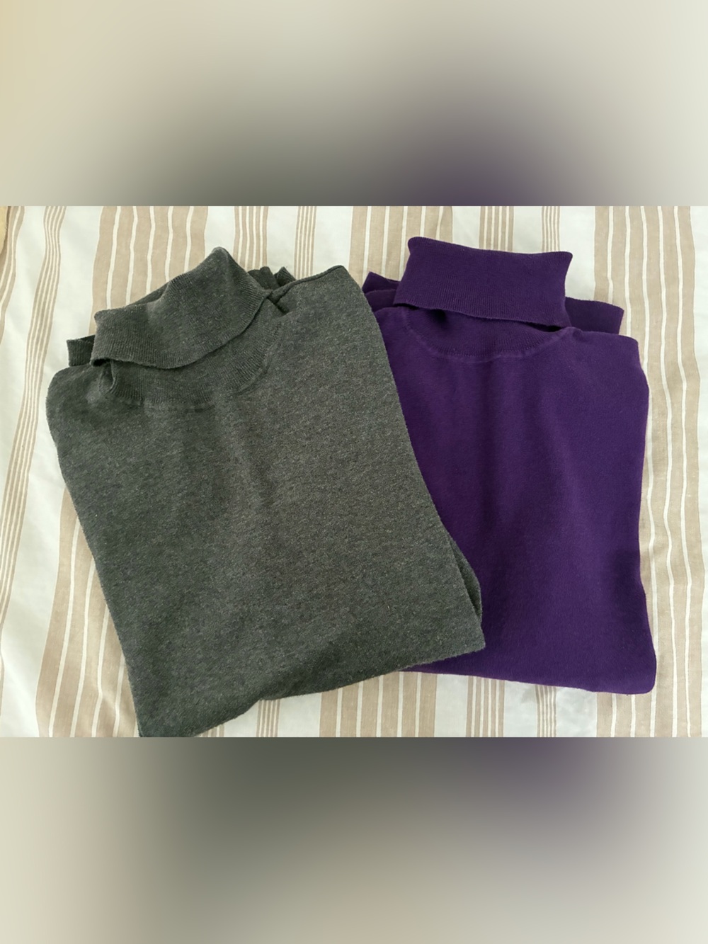 Talbots 2 Knit Turtlenecks, Purple & Gray